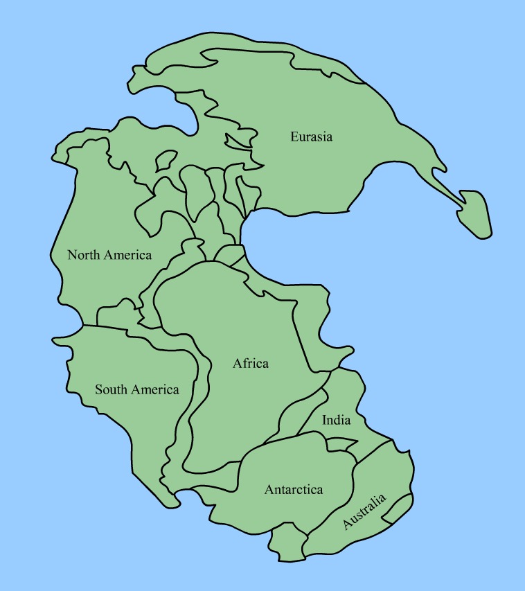 Map of Pangaea continents